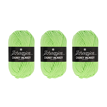 Scheepjes Chunky Monkey Aran Yarn Value Pack - 3 x 100g Balls 1316 Pistachio 