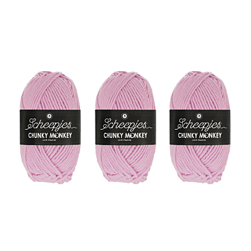 Scheepjes Chunky Monkey Aran Yarn Value Pack - 3 x 100g Balls 1390 Orchid 
