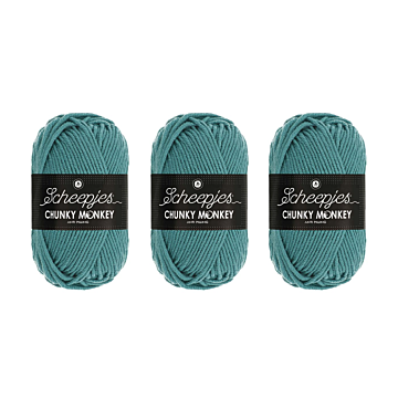Scheepjes Chunky Monkey Aran Yarn Value Pack - 3 x 100g Balls 1722 Carolina Blue 