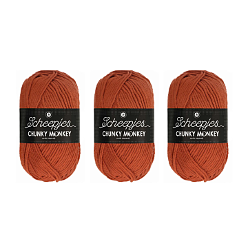 Scheepjes Chunky Monkey Aran Yarn Value Pack - 3 x 100g Balls 1723 Flame 