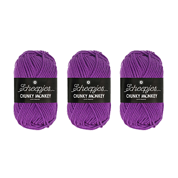 Scheepjes Chunky Monkey Aran Yarn Value Pack - 3 x 100g Balls 2003 Passion Fruit 