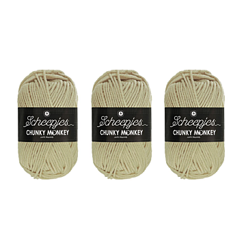 Scheepjes Chunky Monkey Aran Yarn Value Pack - 3 x 100g Balls 2010 Parchment 