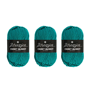 Scheepjes Chunky Monkey Aran Yarn Value Pack - 3 x 100g Balls 2015 Ocean 