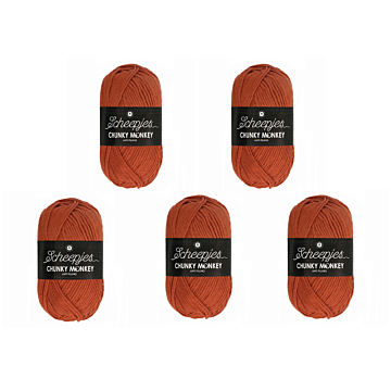 Scheepjes Chunky Monkey Aran Yarn Value Pack - 5 x 100g Balls 1723 Flame 
