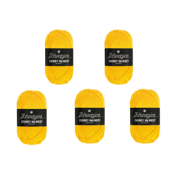 Scheepjes Chunky Monkey Aran Yarn Value Pack - 5 x 100g Balls 2004 Canary 