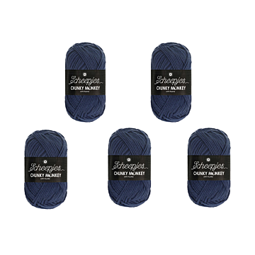Scheepjes Chunky Monkey Aran Yarn Value Pack - 5 x 100g Balls 2005 Navy 