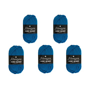 Scheepjes Chunky Monkey Aran Yarn Value Pack - 5 x 100g Balls 2011 Ultramarine 