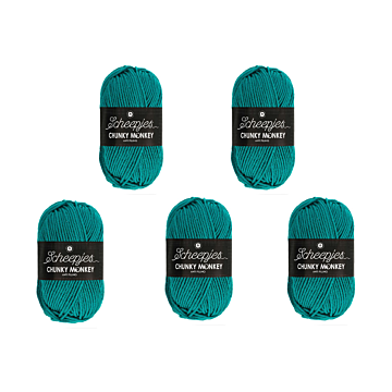 Scheepjes Chunky Monkey Aran Yarn Value Pack - 5 x 100g Balls 2015 Ocean 