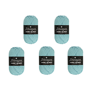 Scheepjes Chunky Monkey Aran Yarn Value Pack - 5 x 100g Balls 1019 Powder Blue 
