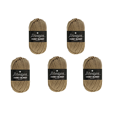 Scheepjes Chunky Monkey Aran Yarn Value Pack - 5 x 100g Balls 1064 Beige 