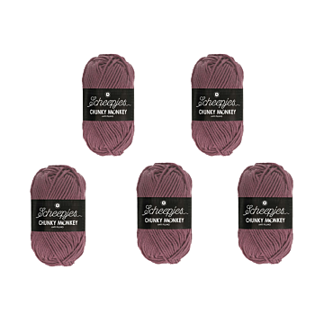 Scheepjes Chunky Monkey Aran Yarn Value Pack - 5 x 100g Balls 1067 Rosewood 