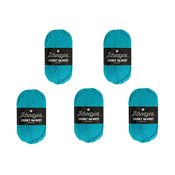 Scheepjes Chunky Monkey Aran Yarn Value Pack - 5 x 100g Balls 1068 Turquoise 