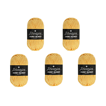 Scheepjes Chunky Monkey Aran Yarn Value Pack - 5 x 100g Balls 1081 Primrose 