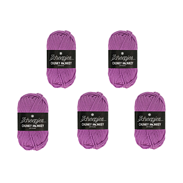 Scheepjes Chunky Monkey Aran Yarn Value Pack - 5 x 100g Balls 1084 Wild Orchid 