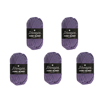 Scheepjes Chunky Monkey Aran Yarn Value Pack - 5 x 100g Balls 1277 Iris 