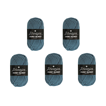 Scheepjes Chunky Monkey Aran Yarn Value Pack - 5 x 100g Balls 1302 Air Force Blue 