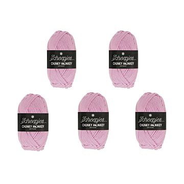 Scheepjes Chunky Monkey Aran Yarn Value Pack - 5 x 100g Balls 1390 Orchid 