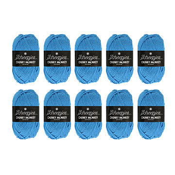 Scheepjes Chunky Monkey Aran Yarn Value Pack - 10 x 100g Balls 1003 Cornflower Blue 