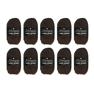 Scheepjes Chunky Monkey Aran Yarn Value Pack - 10 x 100g Balls 1004 Chocolate 
