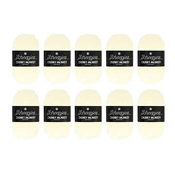 Scheepjes Chunky Monkey Aran Yarn Value Pack - 10 x 100g Balls 1005 Cream 