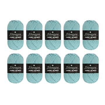 Scheepjes Chunky Monkey Aran Yarn Value Pack - 10 x 100g Balls 1019 Powder Blue 