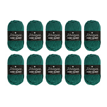 Scheepjes Chunky Monkey Aran Yarn Value Pack - 10 x 100g Balls 1062 Evergreen 