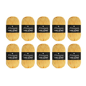 Scheepjes Chunky Monkey Aran Yarn Value Pack - 10 x 100g Balls 1081 Primrose 