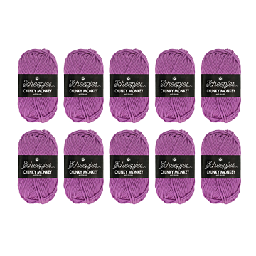 Scheepjes Chunky Monkey Aran Yarn Value Pack - 10 x 100g Balls 1084 Wild Orchid 