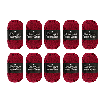 Scheepjes Chunky Monkey Aran Yarn Value Pack - 10 x 100g Balls 1123 Garnet 