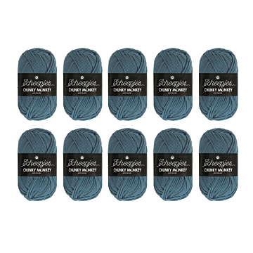 Scheepjes Chunky Monkey Aran Yarn Value Pack - 10 x 100g Balls 1302 Air Force Blue 